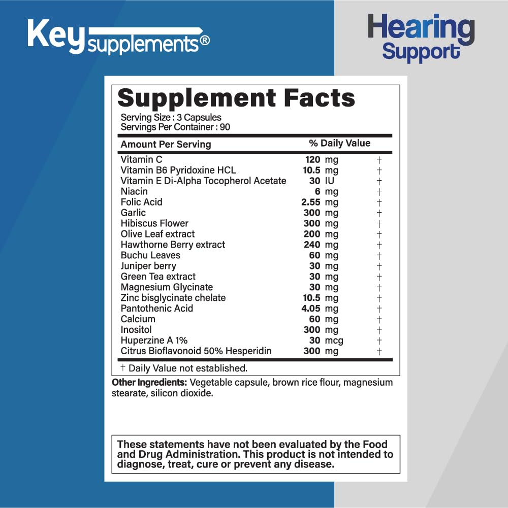 Keysupplement Key Supplements Hearing Support Capsules 90 Count