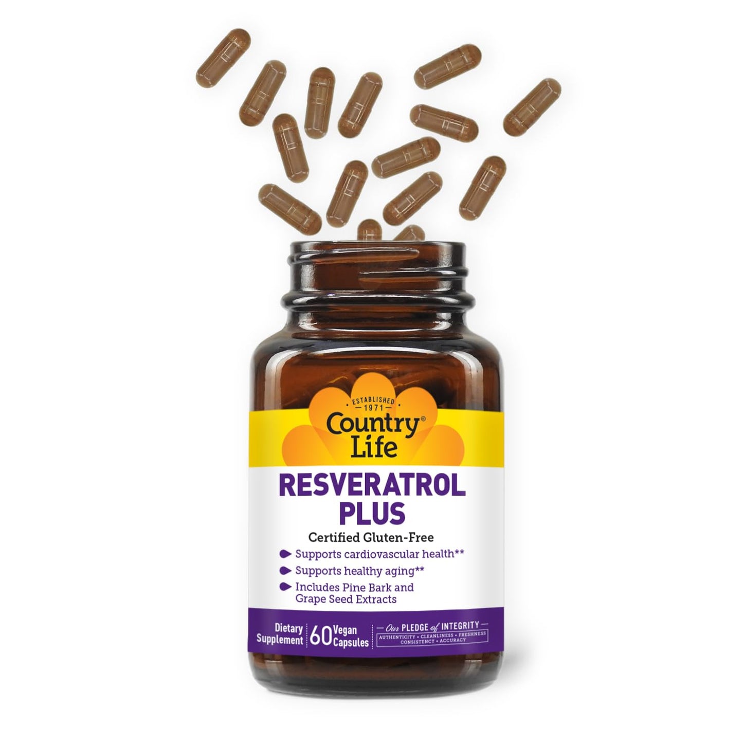 Country Life Resveratrol Plus 1000mg Capsule, 60 Count
