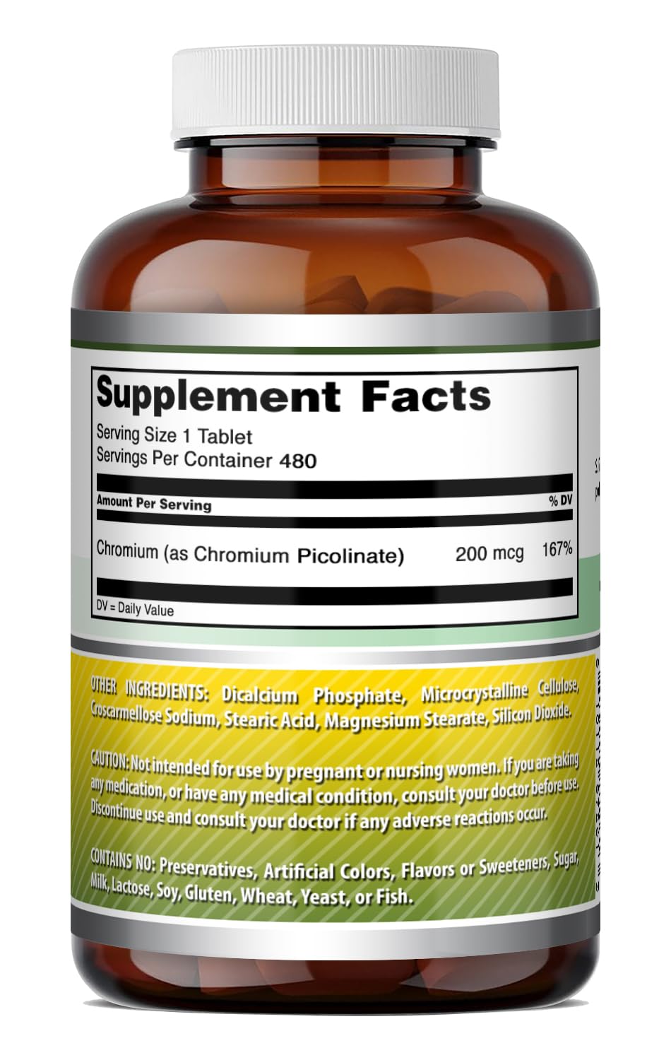 Amazing Nutrition Chromium Picolinate Supplement Tablet 480 Count