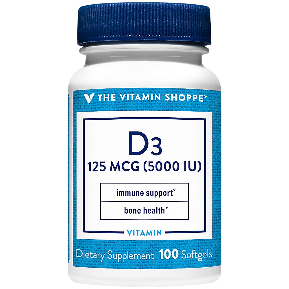 The Vitamin Shoppe Vitamin D3 5000IU Softgels, 100 Softgels