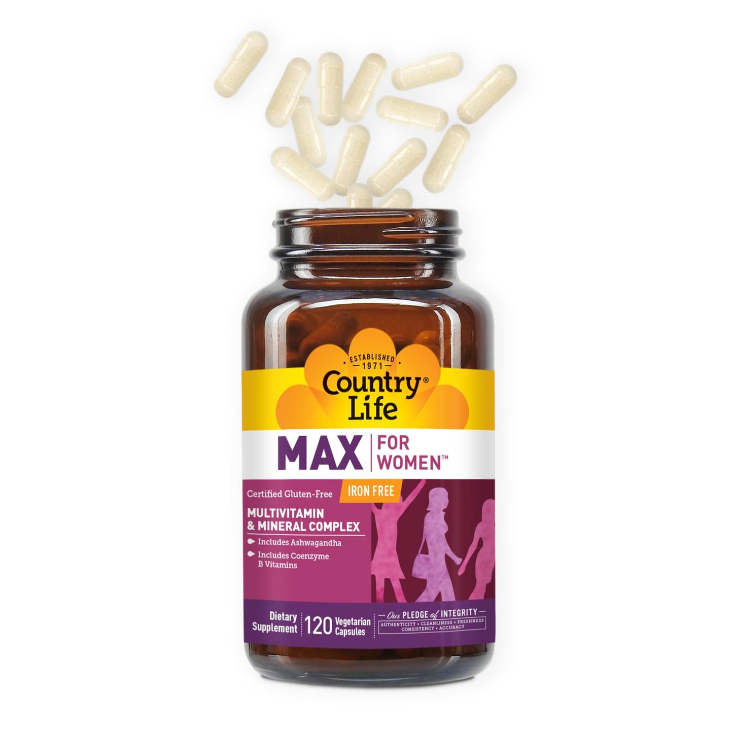 Country Life Max for Women Multivitamin and Mineral Complex Iron-Free 120 Capsules