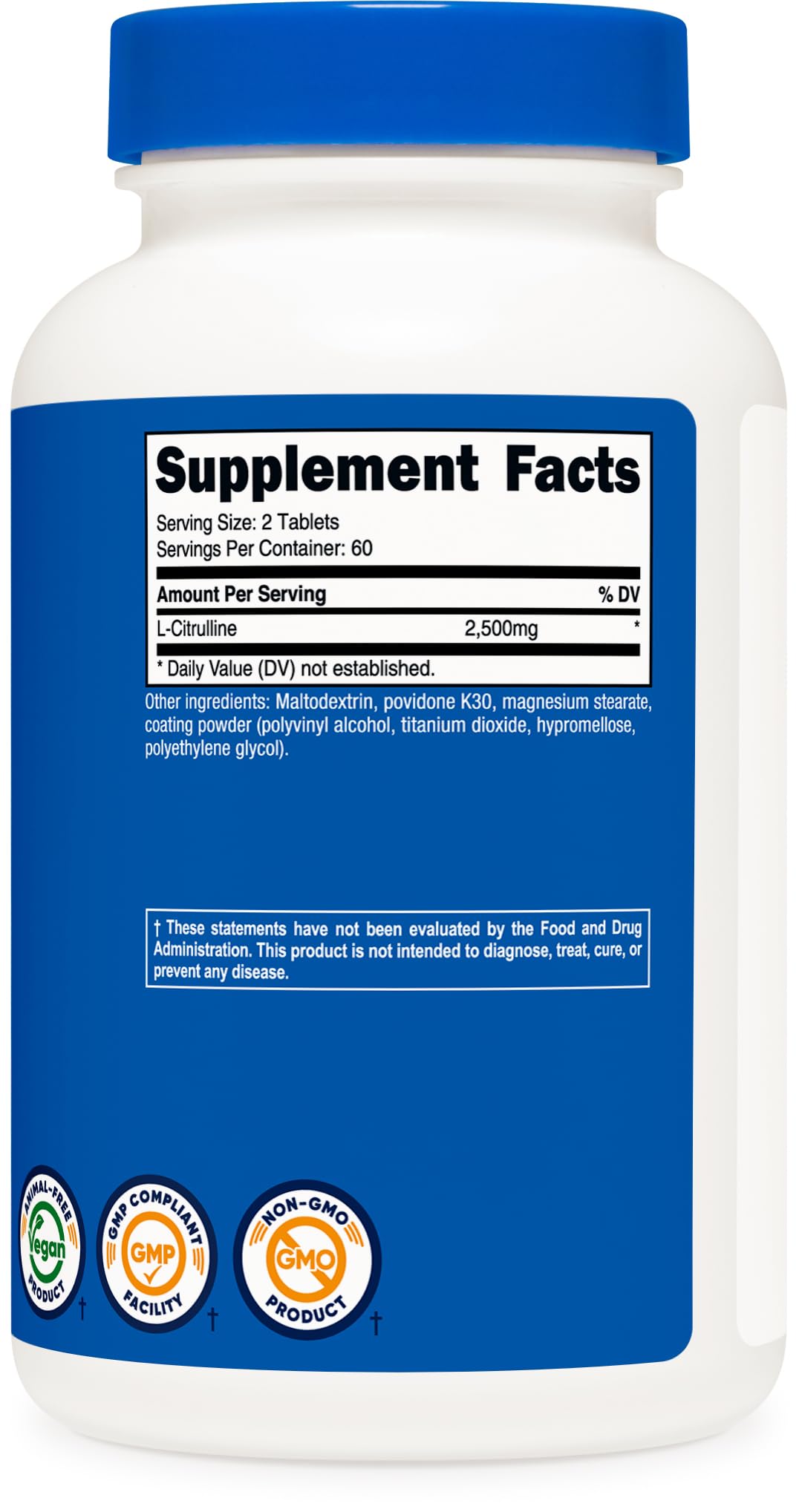 Nutricost L-Citrulline 2500mg Tablets, 120 Count
