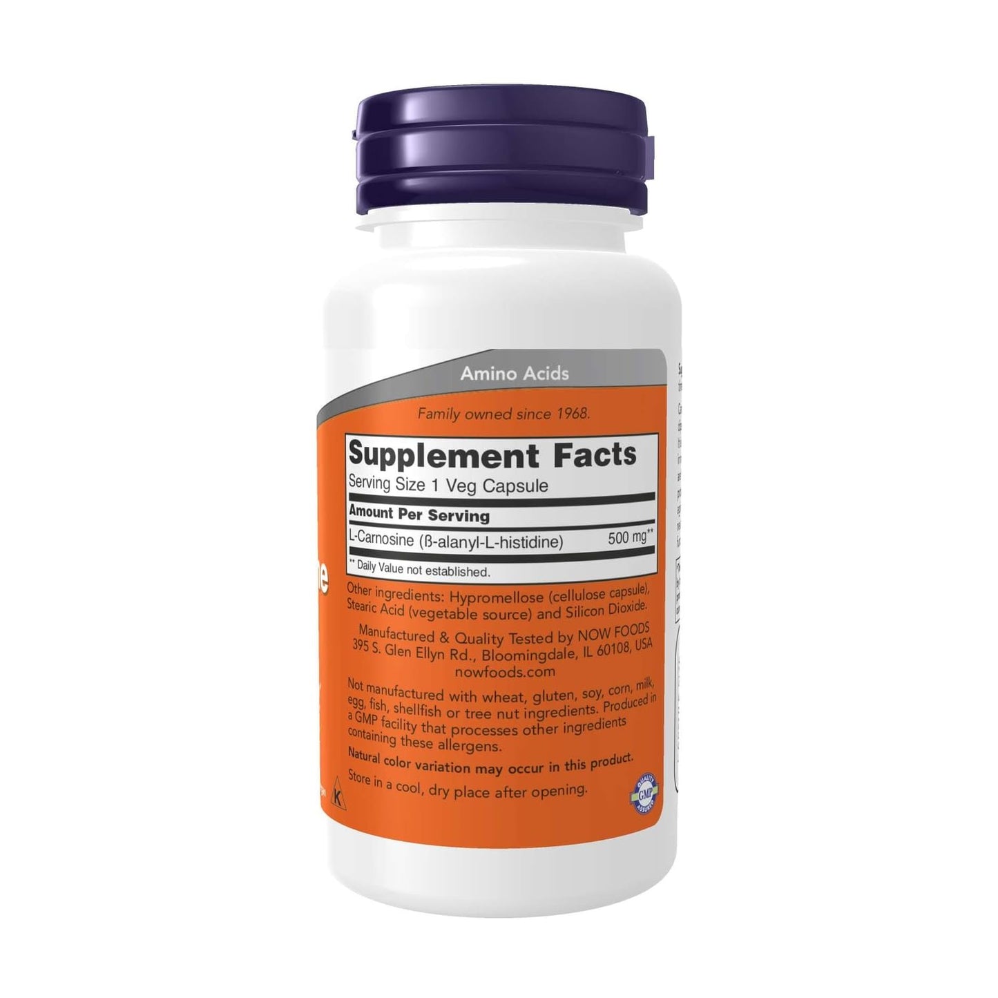 NOW Foods L-Carnosine 500mg Capsule, 200 Capsules