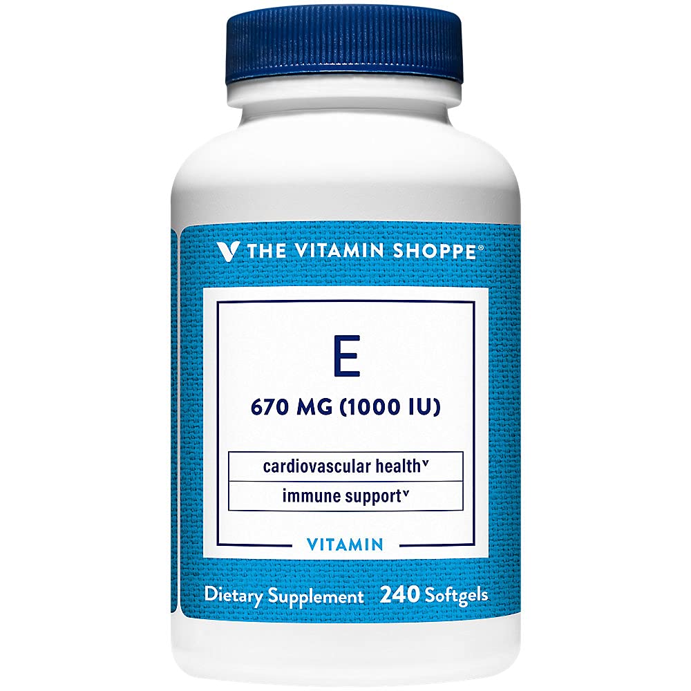 The Vitamin Shoppe Vitamin E 1,000IU - Antioxidant Support for Skin Health & Immune Function, Daily Vitamin, 240 Softgels