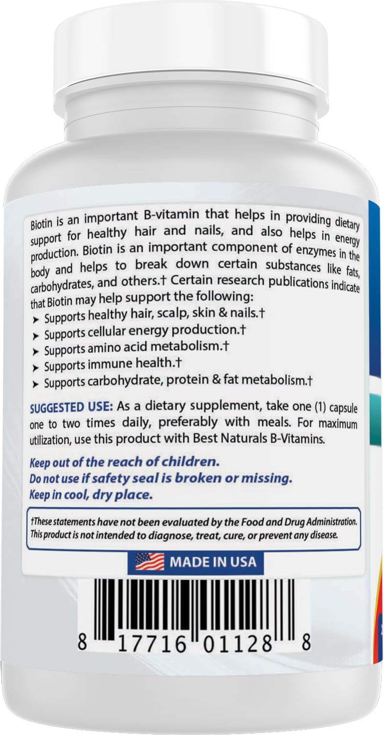 Best Naturals Maximum Potency Biotin 10,000 mcg Capsule, 200 Count