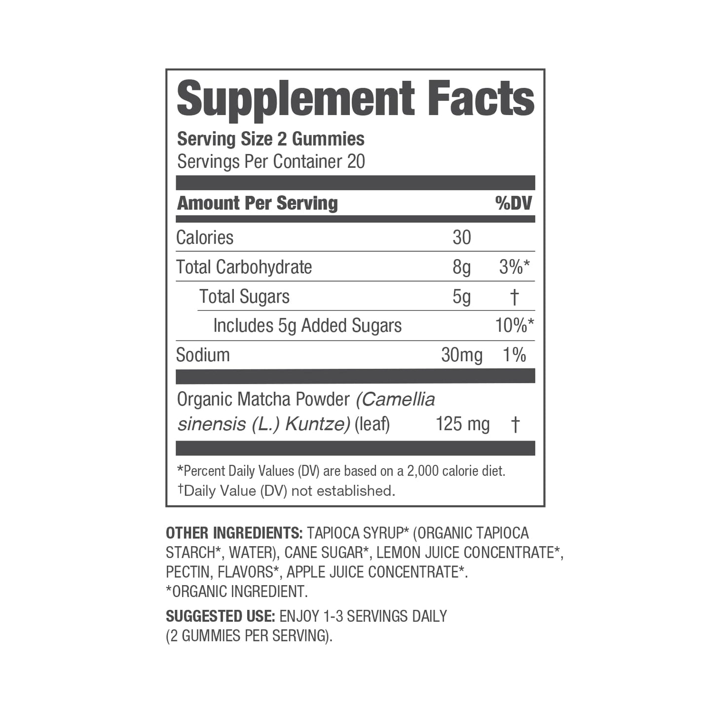 Navitas Organics Lemon Lime Matcha Gummies – 125mg Matcha Per Serving – 7 Count
