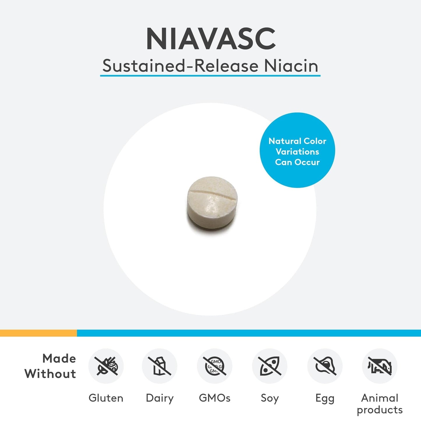 XYMOGEN NiaVasc Niacin 500mg Sustained-Release Niacin Capsules, 120 Count