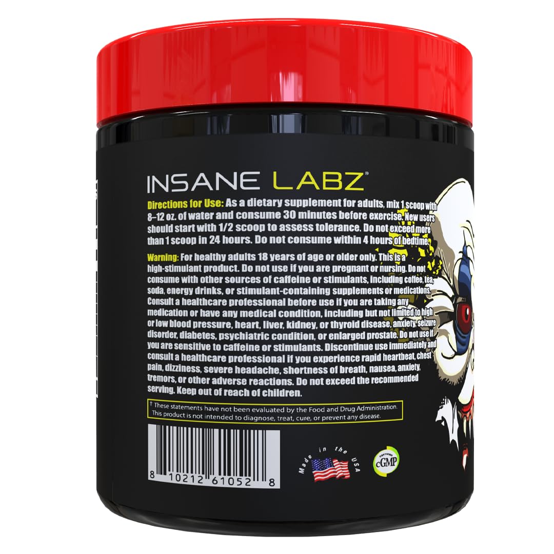 Insane Labz Psychotic Rated-R High Stimulant Pre Workout Powder, 12 Ounce