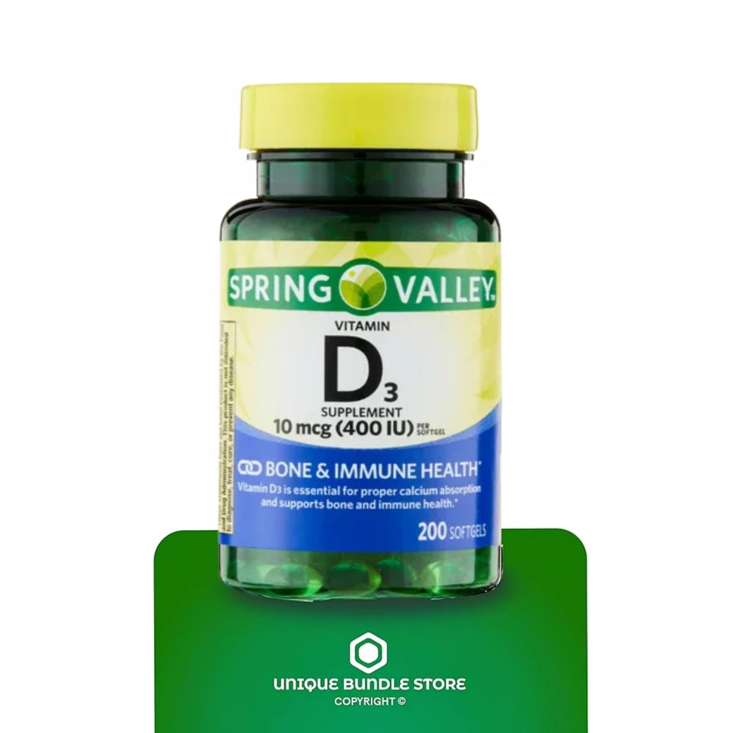 Unique Bundle Store Vitamin D3 10 mcg (400 IU) Softgel 200