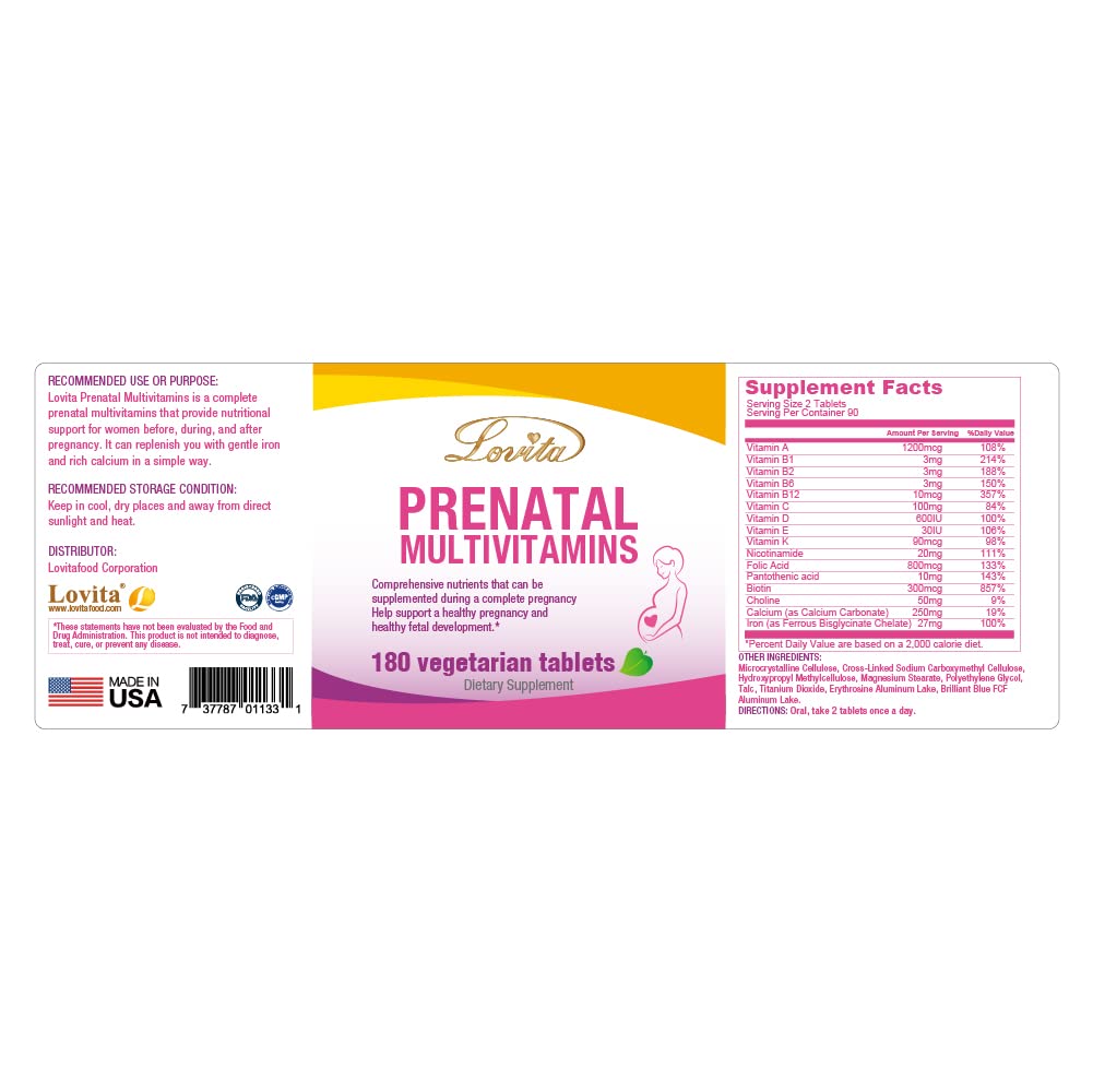 LOVITA Prenatal Multivitamins 180 Tablets