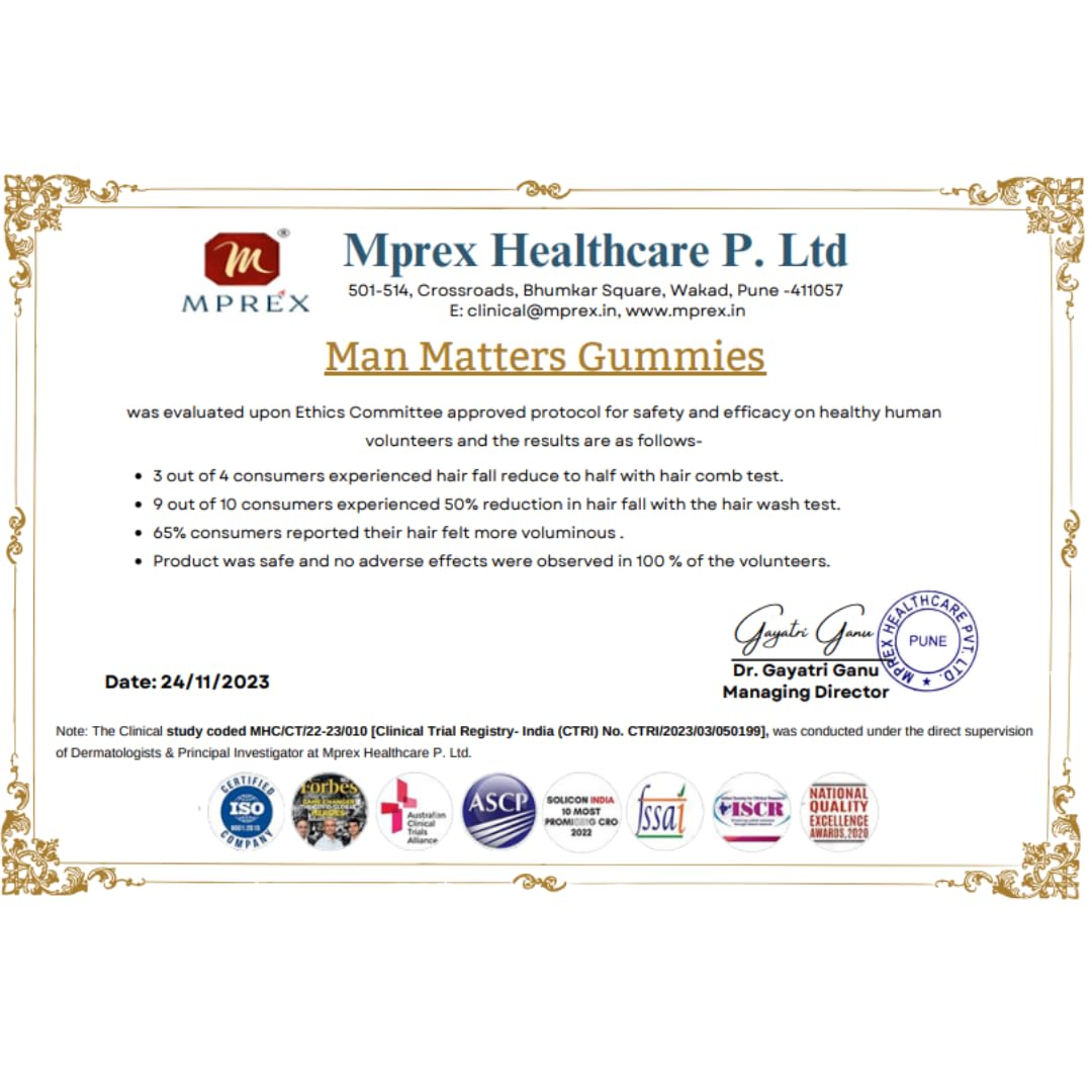 Man Matters Biotin Hair Gummies for Men Chewable 60 Count