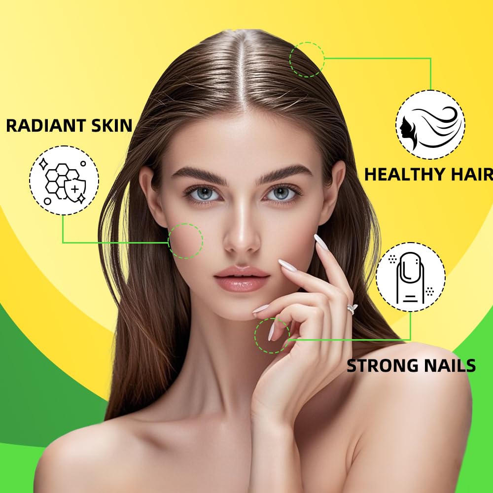 Fitfido Collagen Gummies 1500mg – Multi-Collagen Peptides Types I, II, III, V & X with Biotin 2500mcg and Vitamin C for Skin, Hair & Nails – Sugar Free, 60 Gummies