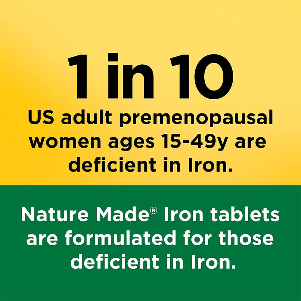 Nature Made Iron 65 mg (325 mg Ferrous Sulfate) Tablets, Dietary Supplement for Red Blood Cell Support, 180 Tablets