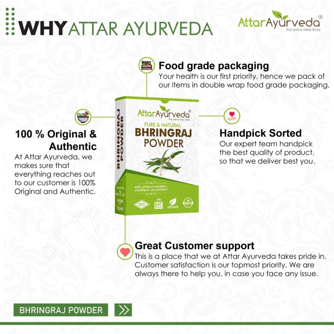 Generic ATS Natural Bhringraj Powder for hair growth, 3.52 oz