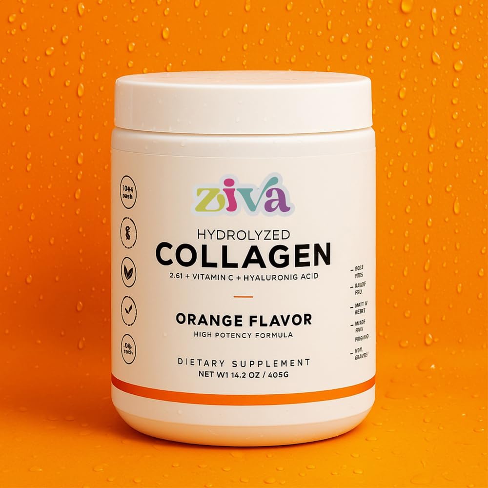 ZIVA Hydrolyzed Collagen – Orange Flavor Powder 14.2 Ounce