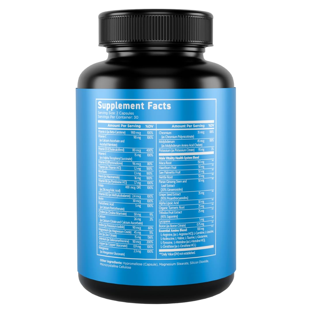 Vital Vitamins Men's Multivitamin Complex for Vitality & Performance Capsules, 60 Count