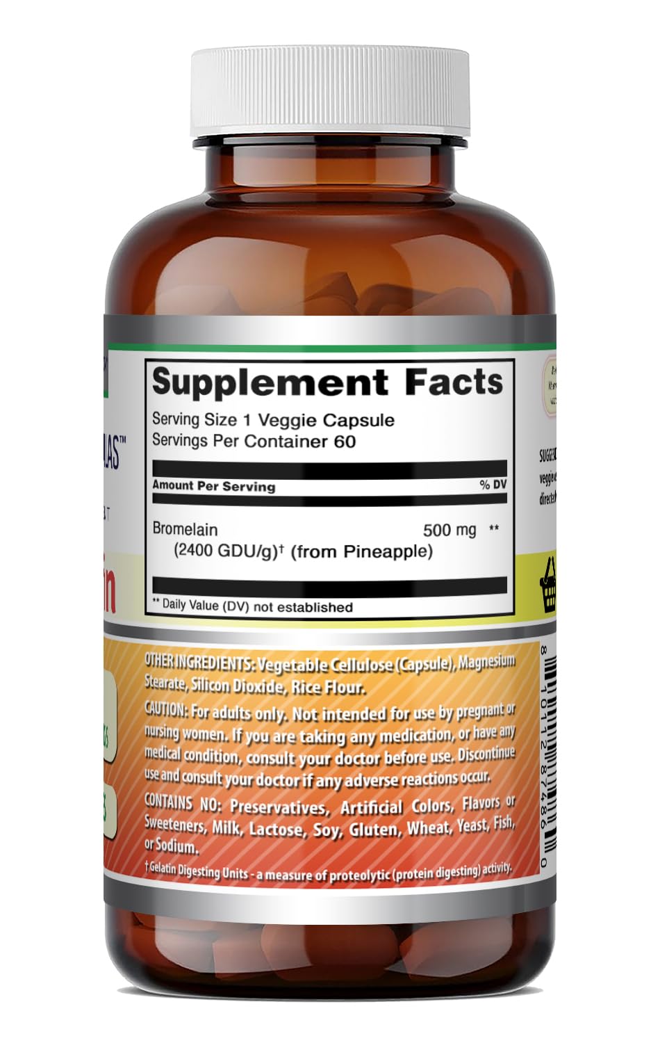 Amazing Nutrition Bromelain 500mg 2400 GDU Capsules, 60 Count