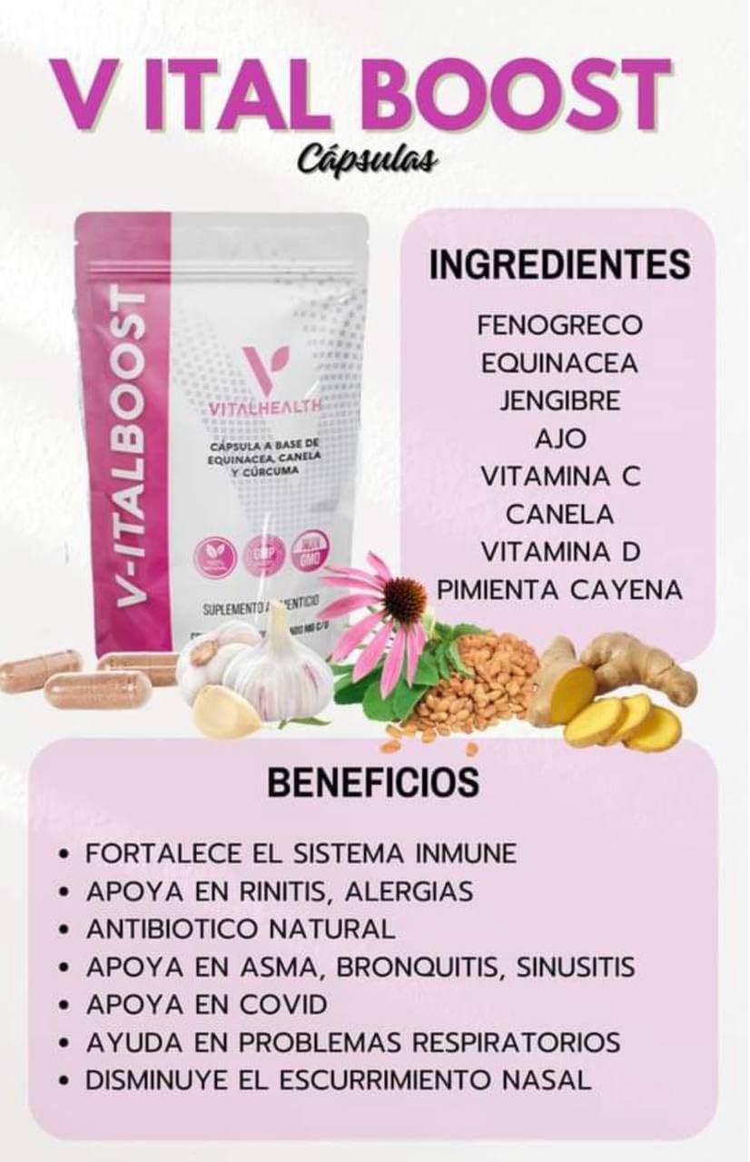 Generic VitalHealth V-italboost Echinacea, Cinnamon and Turmeric Supplement Capsules, 60 Count