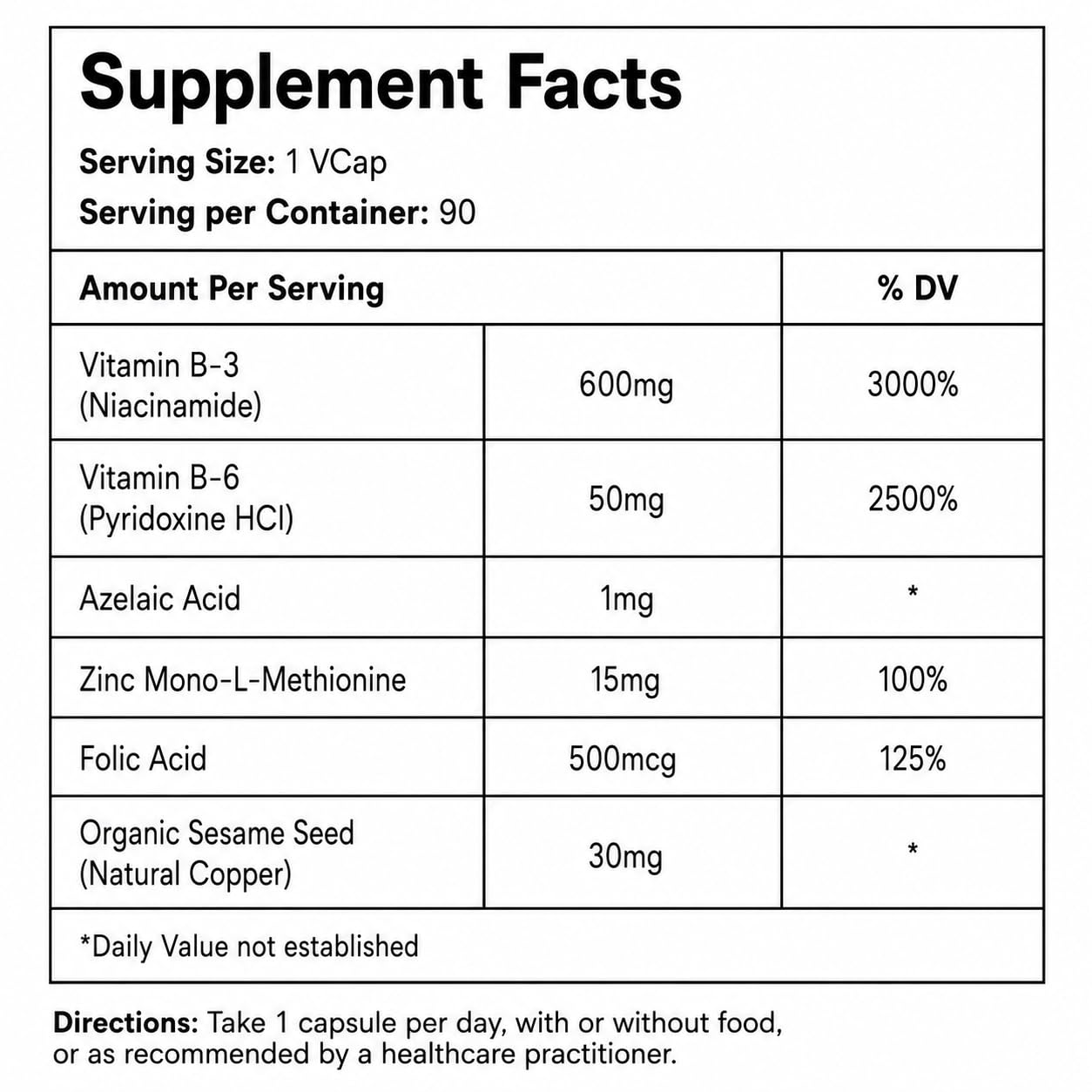 Green Organic Supplements Acne Azelaic Acid 90 Capsules