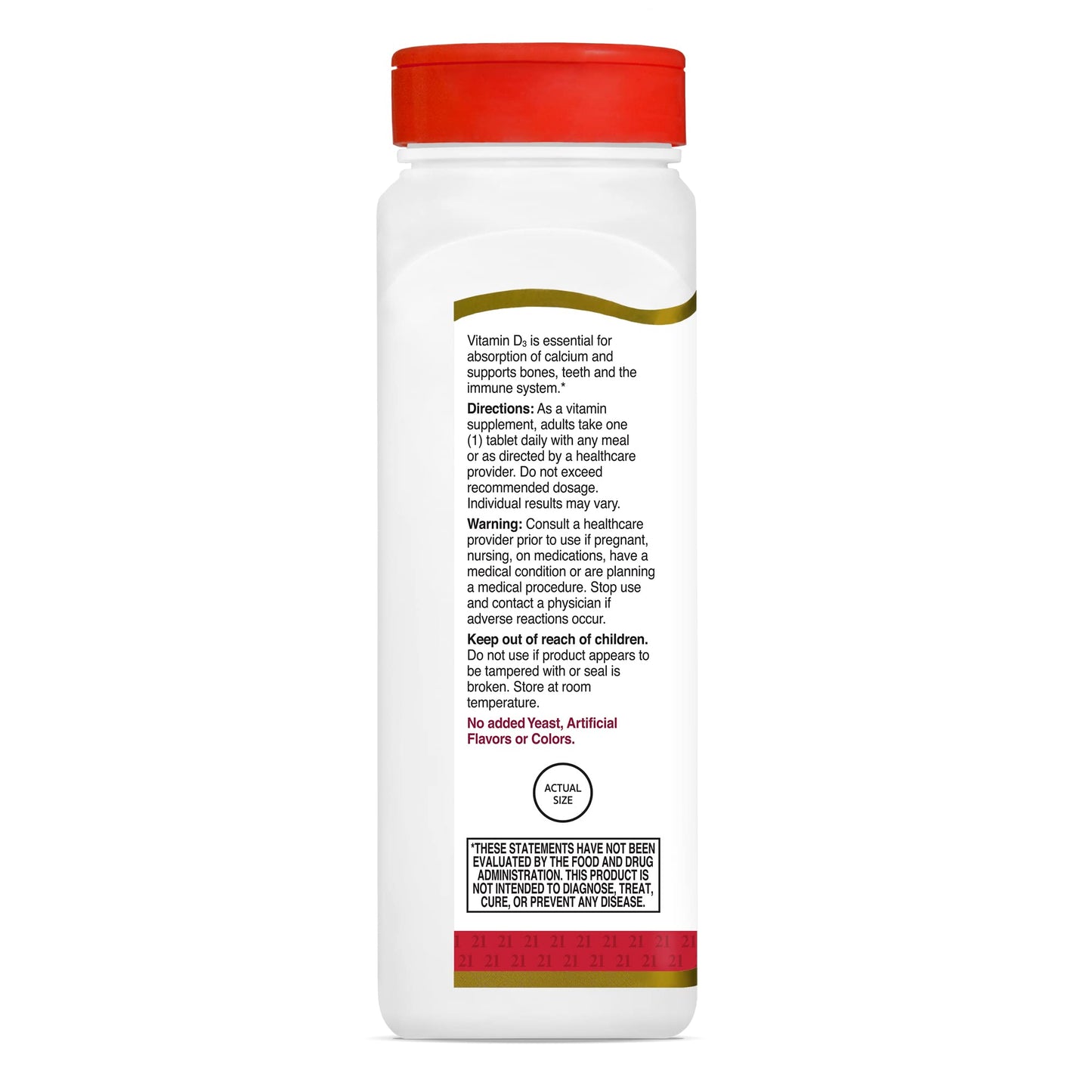 21st Century Vitamin D3 1000 IU Tablets, 500 Count