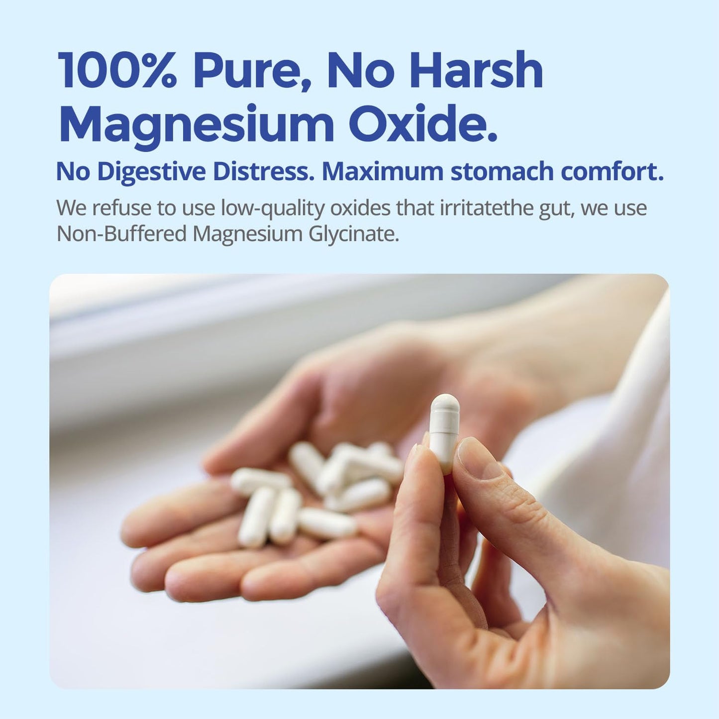HojaSana Gentle Magnesium Glycinate 200mg Chelated High Absorption Capsules 120 Count