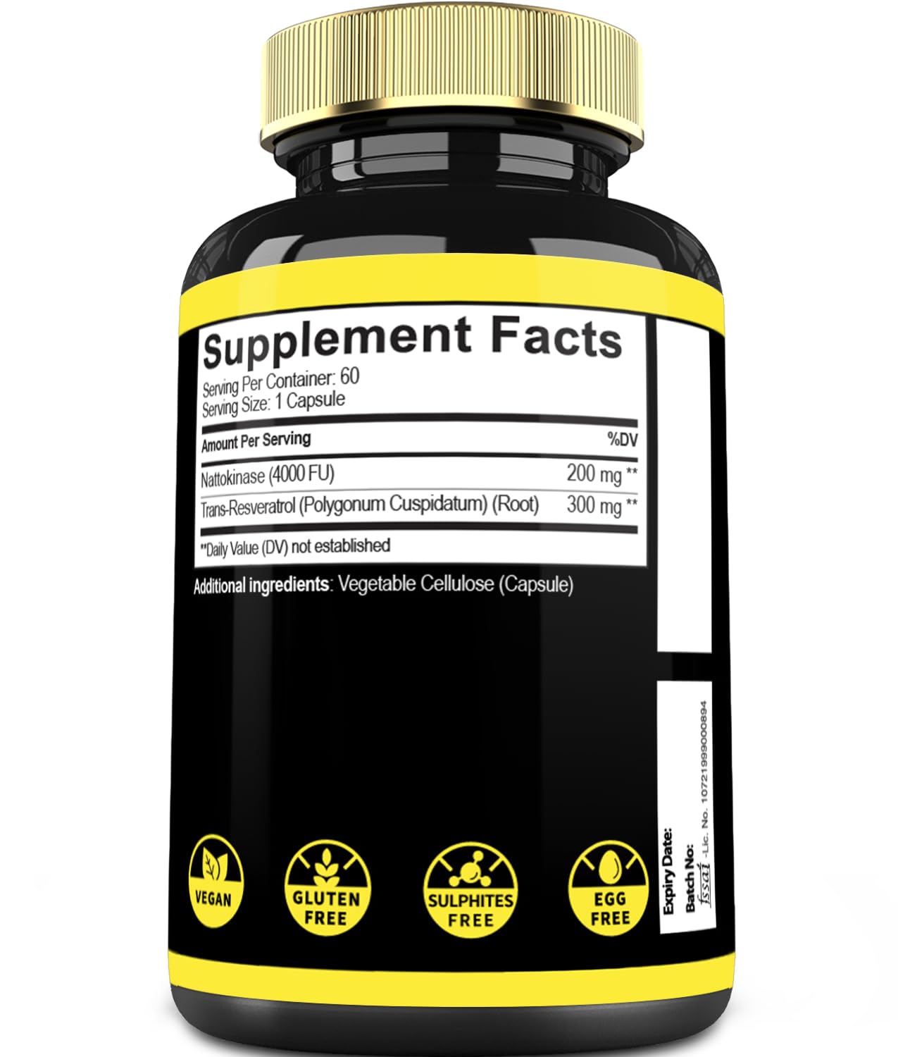 Mecisco Nattokinase Supplement with Trans-Resveratrol Capsules, 60 Count