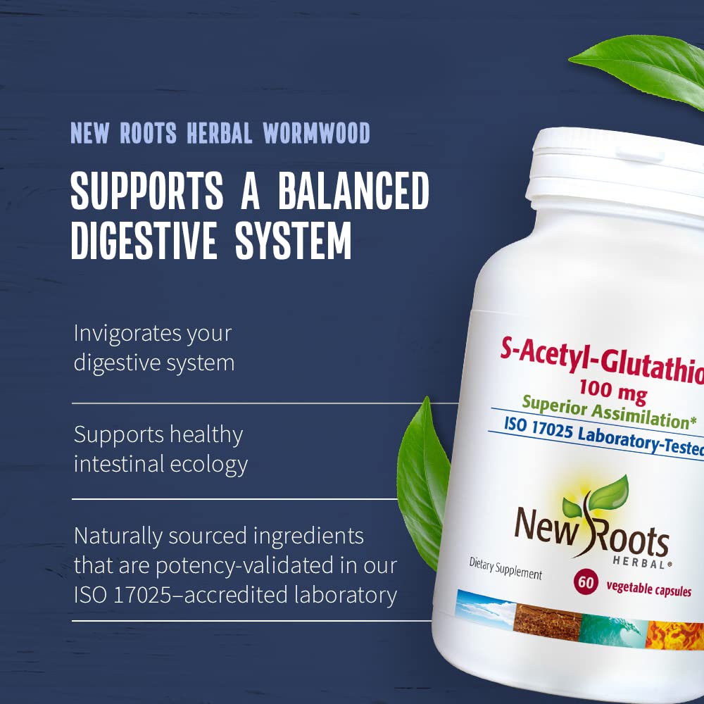 New Roots Herbal S-Acetyl-Glutathione 100mg Capsules, 60 Veg Caps