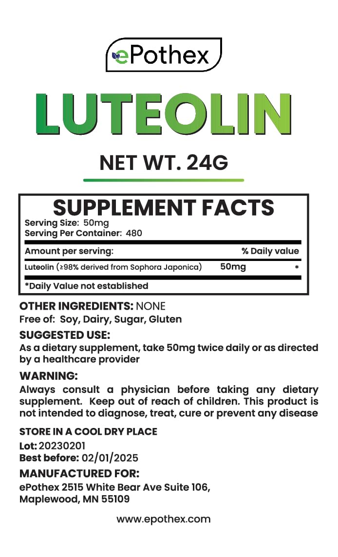 Luteolin Powder ePothex Pure Luteolin Powder, 0.85 Ounce