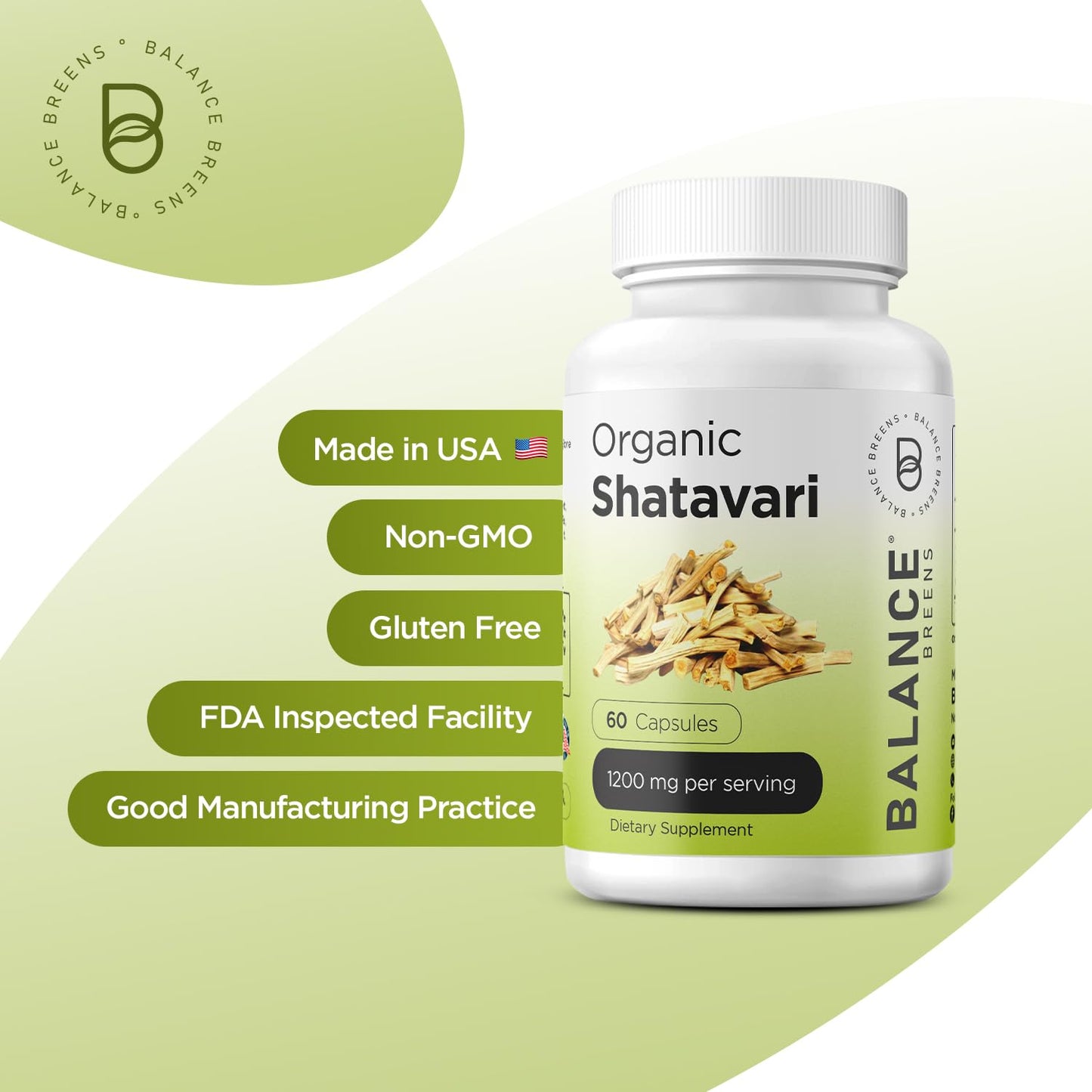 Balancebreens Organic Shatavari 1200mg, 60 Capsules