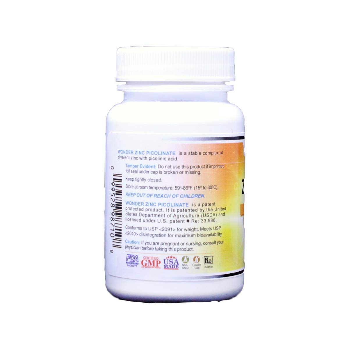 Wonder Laboratories Zinc Picolinate 50 mg Capsules 100 Count