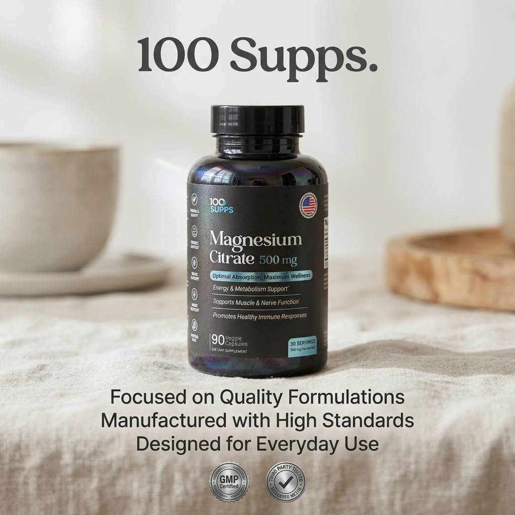 100 Supps Magnesium Citrate 500mg Capsule, 90 Capsules