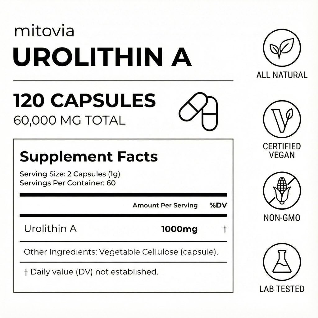 REVIANT Urolithin A 1000mg Capsule, 120 Count