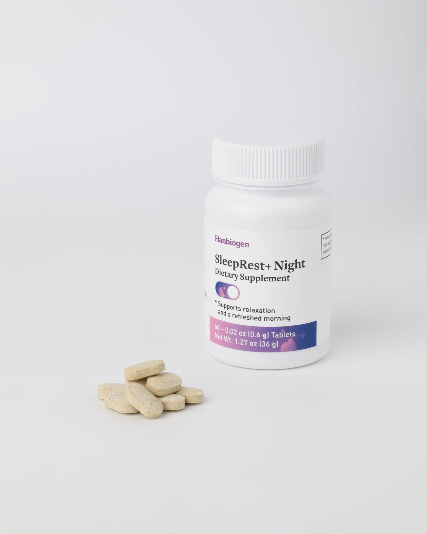 Hanbiogen SleepRest+ Night Melatonin-Free Sleep Supplement with Naturally Derived Hop Extract, Silk Peptide, Perilla Leaf Extract, L-Theanine & GABA - Fast-Acting, Non-Habit-Forming Formula, 60 Tablets