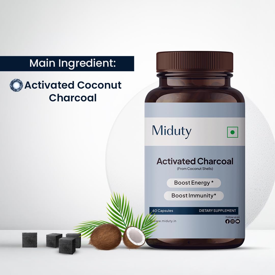Miduty Activated Coconut Charcoal 60 Capsules