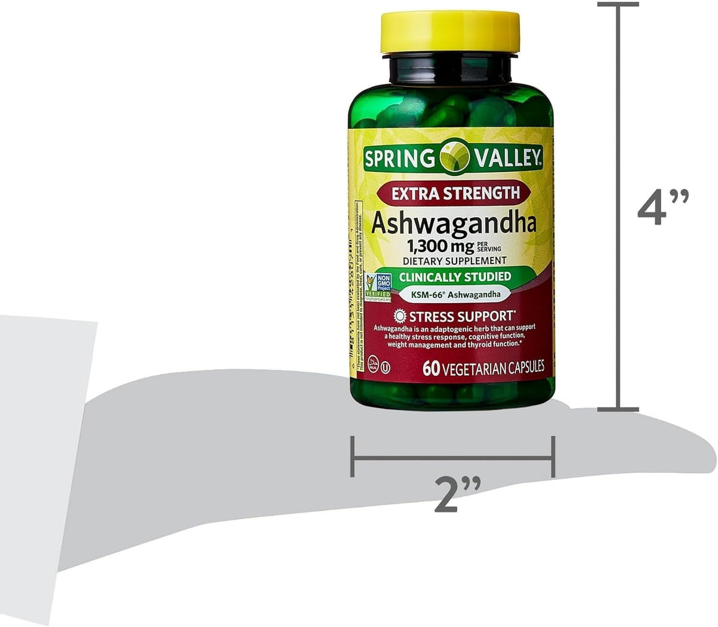 BASKETGOODS Ashwagandha KSM-66 Extra Strength 1300mg Capsules, 60 Count