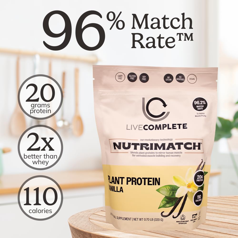 LiveComplete NutriMatch Plant Protein Powder Vanilla 12.3 oz