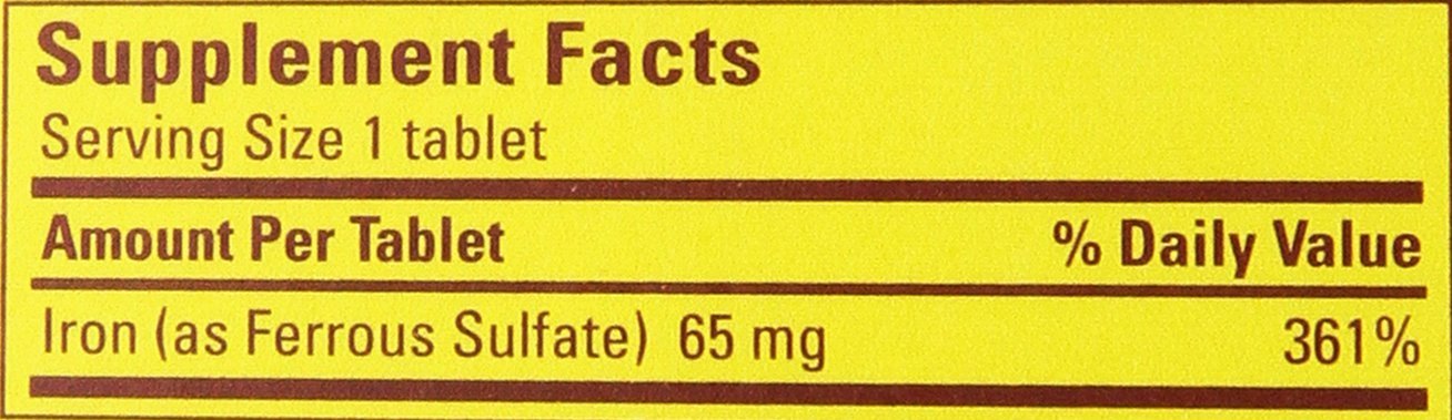 Nature Made Iron 65 mg (Equivalent to 325 mg Ferrous Sulfate), 300 Tablets