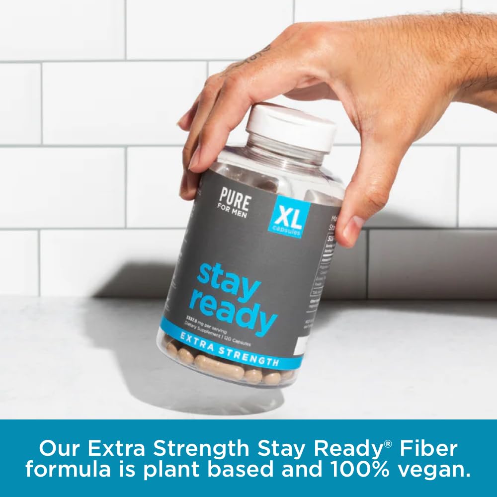 Pure for Men Stay Ready Fiber Supplement Psyllium Husk Capsule 120 Count