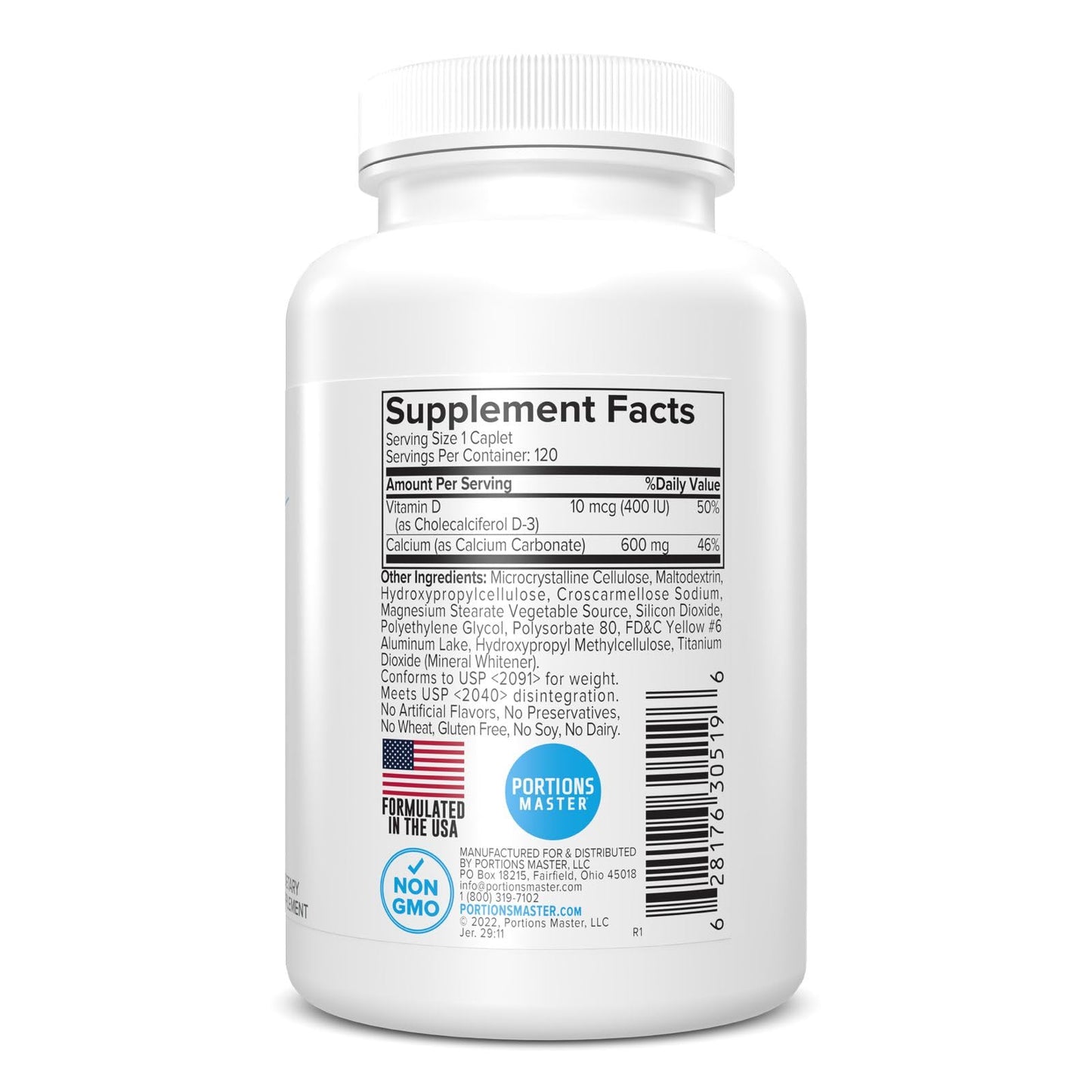 Portions Master Calcium + D3 & Magnesium, Bone & Joint Caplets, 120 Caplets