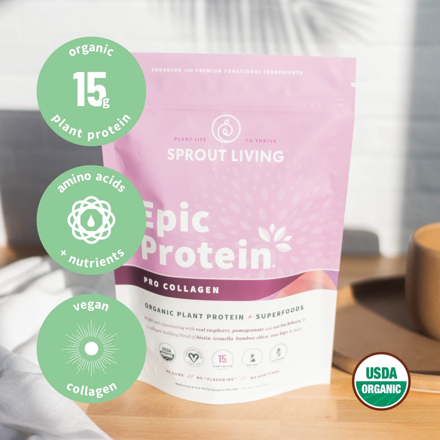 Sprout Living Epic Protein Bundle Vanilla Lucuma & Pro Collagen Protein Powder, 2 Bundles