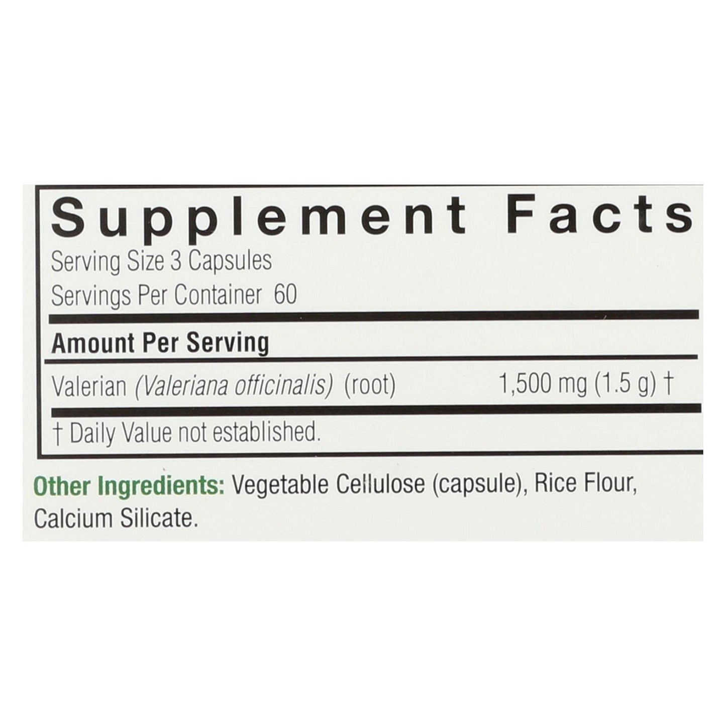 Nature's Answer Valerian Root Capsules 180 Count
