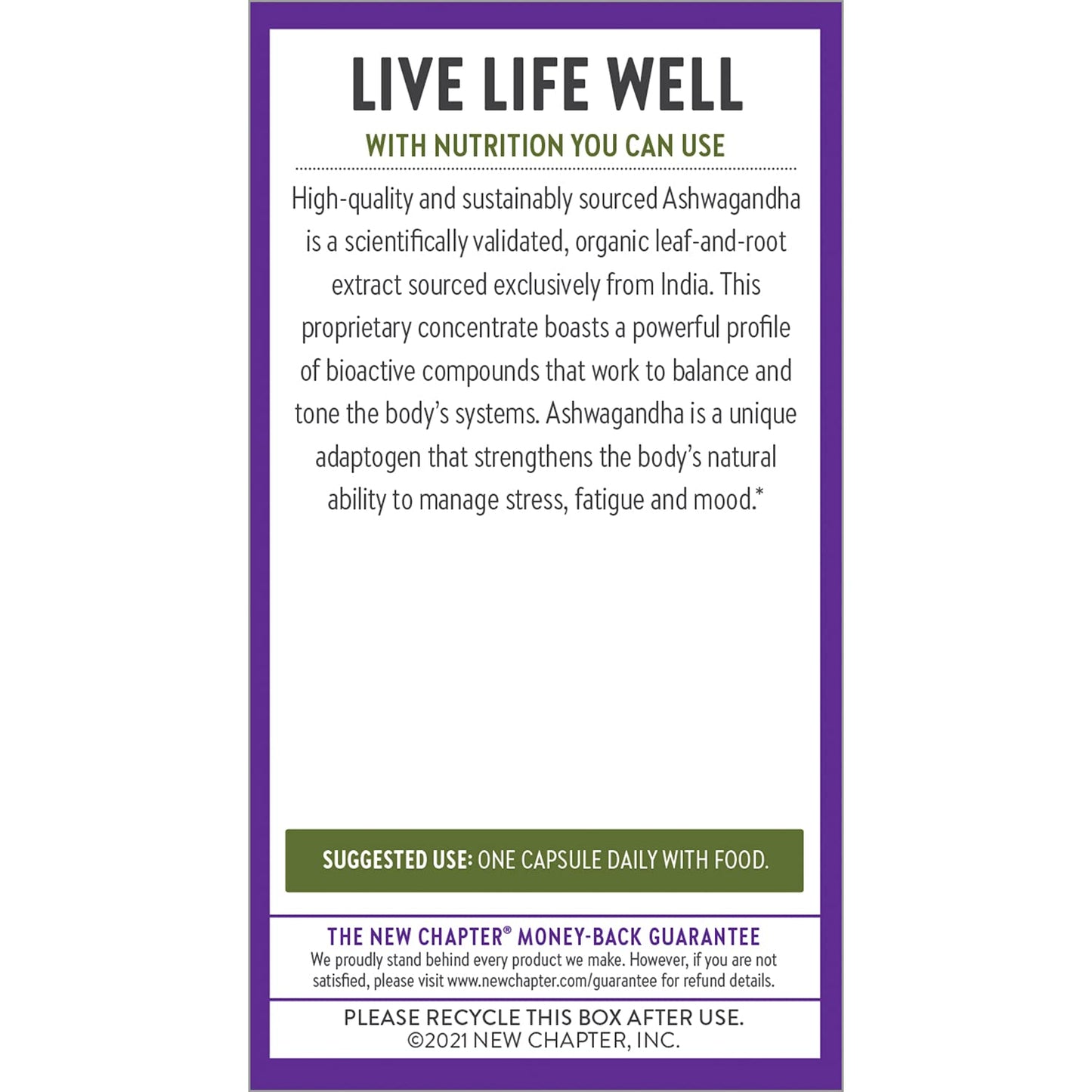New Chapter Organic Ashwagandha Supplement Capsule 60 Count