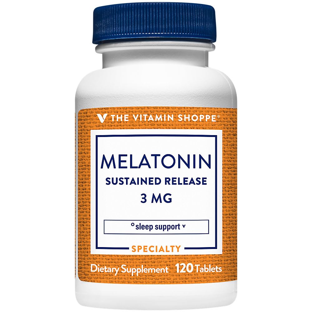 The Vitamin Shoppe Melatonin Sleep Support, Restful Sleep & Healthy Sleep Cycle, Natural Sleep Aid Tablet, 120 Tablets