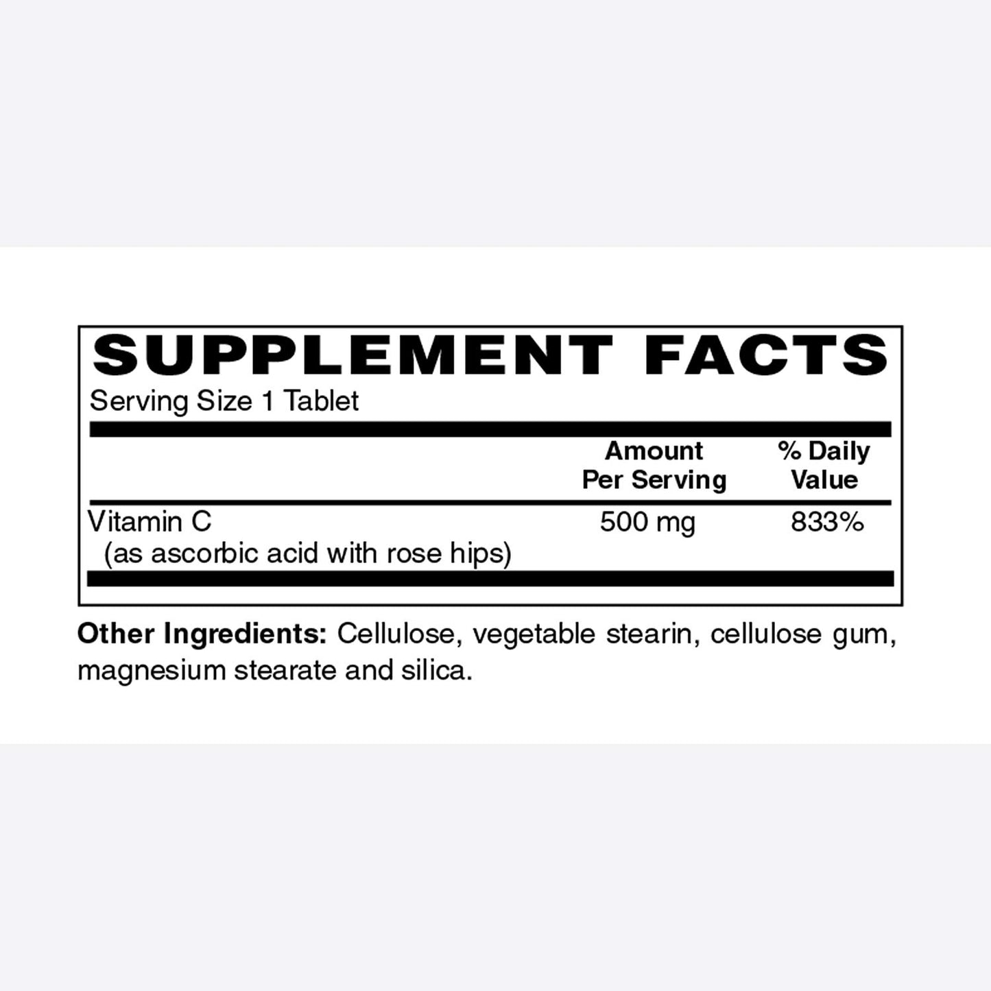 Holly Hill Health Foods Vitamin C 500 mg with Rose Hips, 250 Vegetarian Tablets
