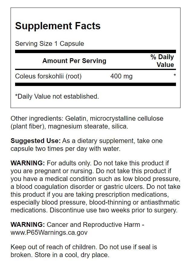 Swanson Full Spectrum Coleus Forskohlii 400 mg 60 Capsules