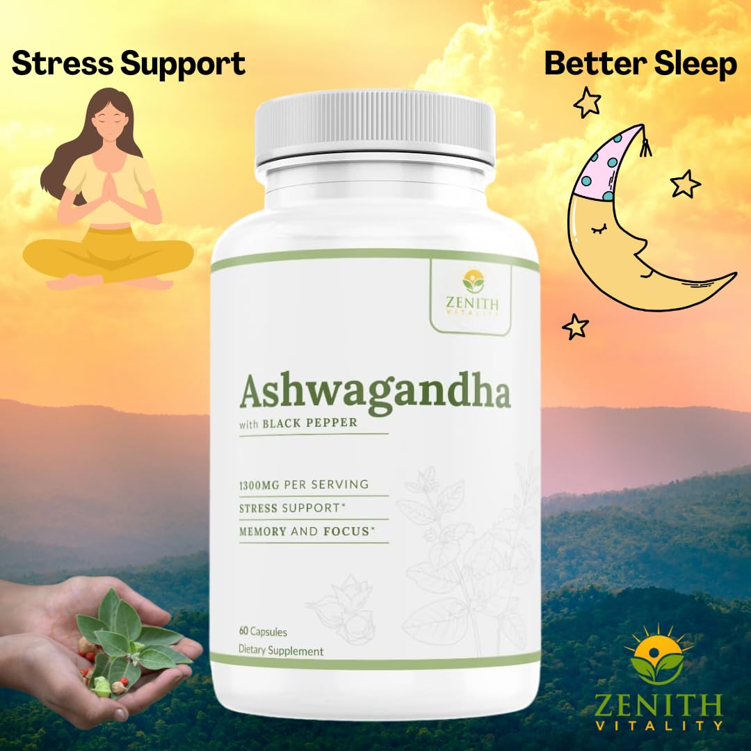 Zenith Vitality Ashwagandha 1300mg Capsules, 60 Count