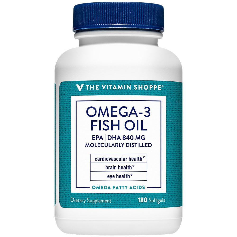 The Vitamin Shoppe Omega 3 Fish Oil 1100mg, EPA 600mg & DHA 240mg, 180 Softgels