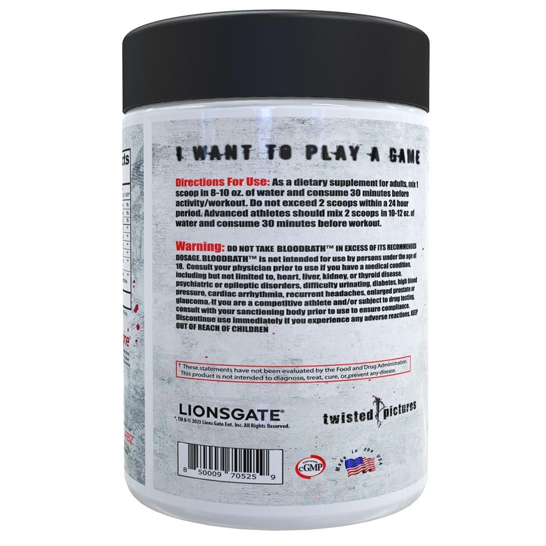 Insane Labz Psychotic Saw and Blood Bath Pre Workout Nitric Oxide Booster Stack Powder, 30 Servings