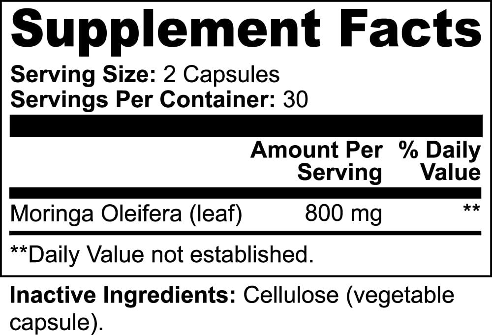 Lozano Organics Moringa Powder Capsules - 800mg, 60 Capsules