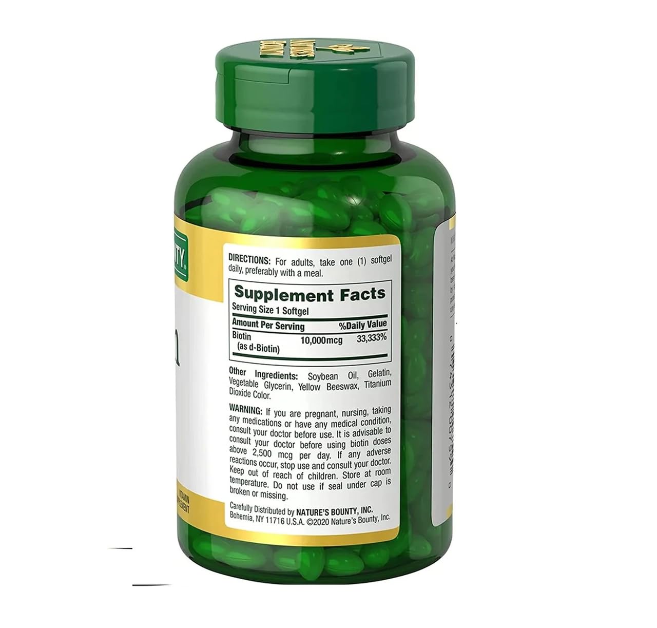 Nature's Bounty Biotin 10,000 mcg Softgels, 250 Count